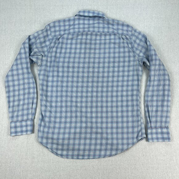 Faherty Ventura Shirt Mens M Long Sleeve Button-Up Blue Plaid Pocket Casual - Picture 3 of 8